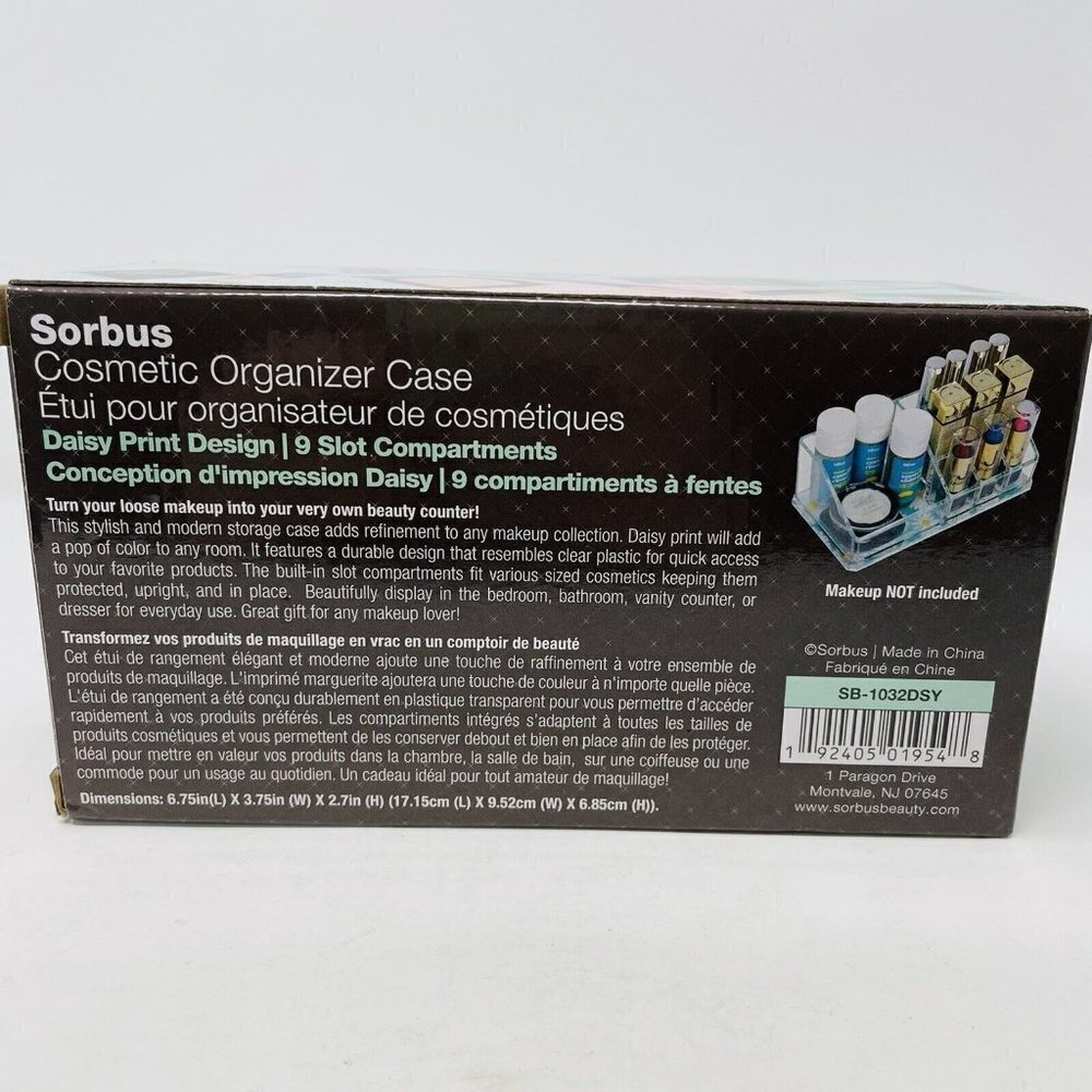 Sorbus Mini‎ Cosmetic Organizer With 9 Slots Daisy Print Clear Acrylic $30 - Picture 6 of 9